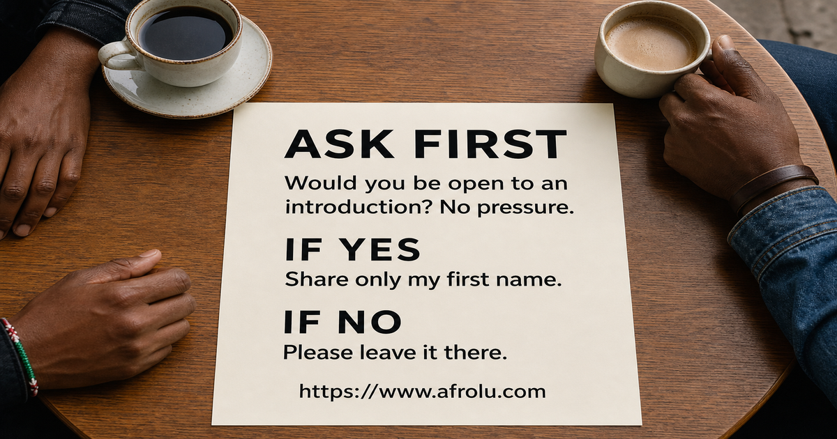 A readable consent-first script card for church and community introductions in Kenya
