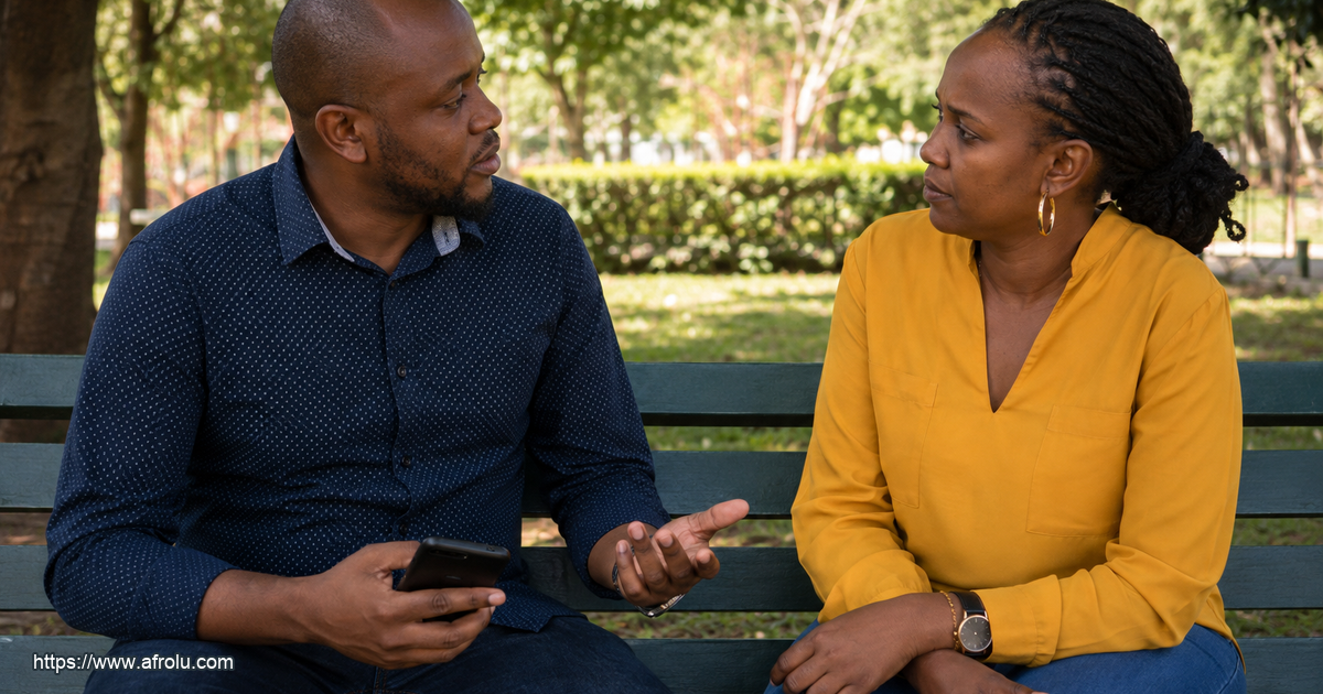Two adult Kenyan friends ask before any contact detail is shared