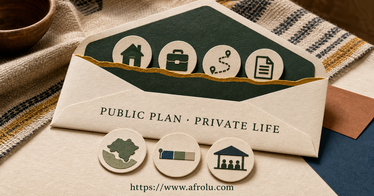Keep estate and work details outside the public plan.