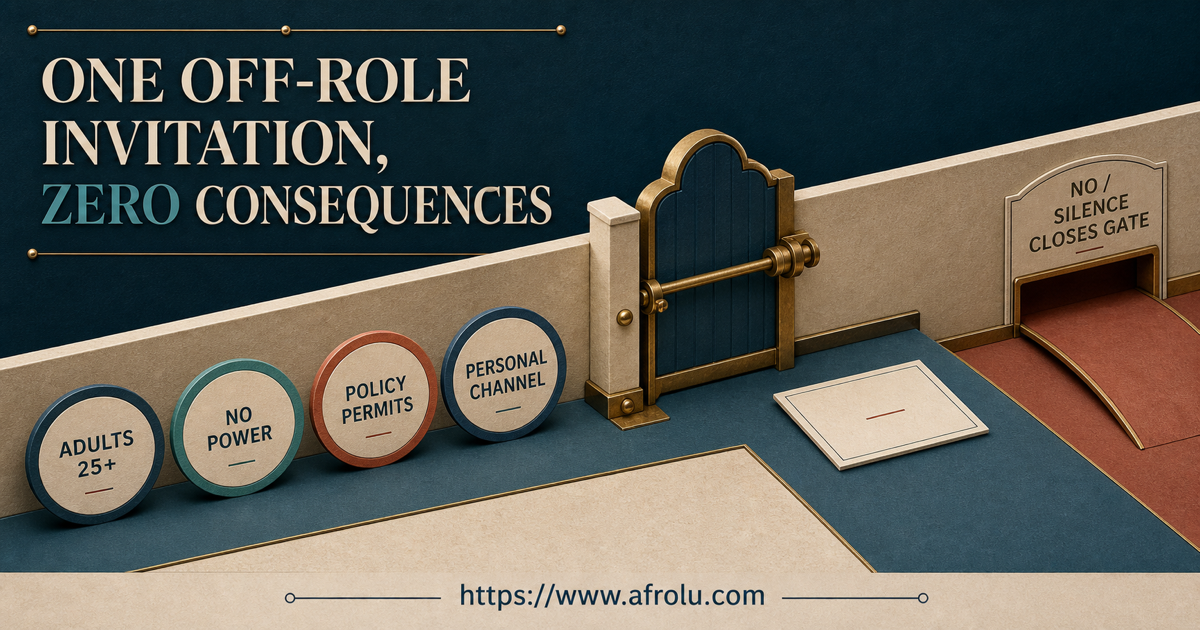 Rongo off-role invitation gate allows one adult 25 plus personal invitation only after power and policy checks