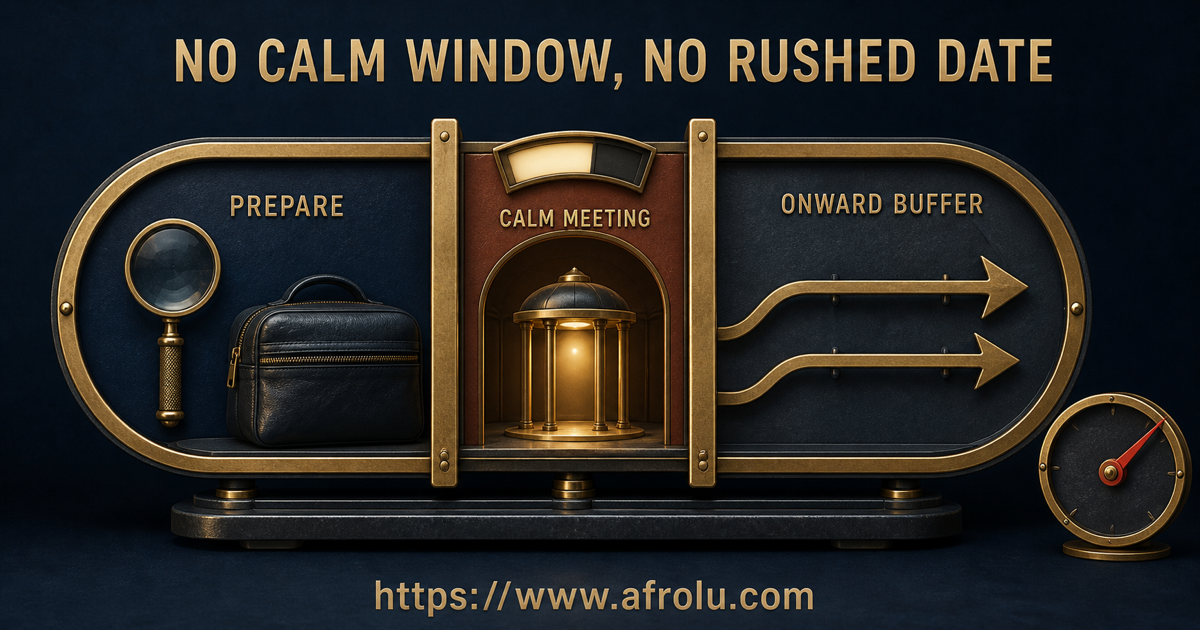 Voi no-rush clock leaves preparation public meeting and independent onward buffers before departure