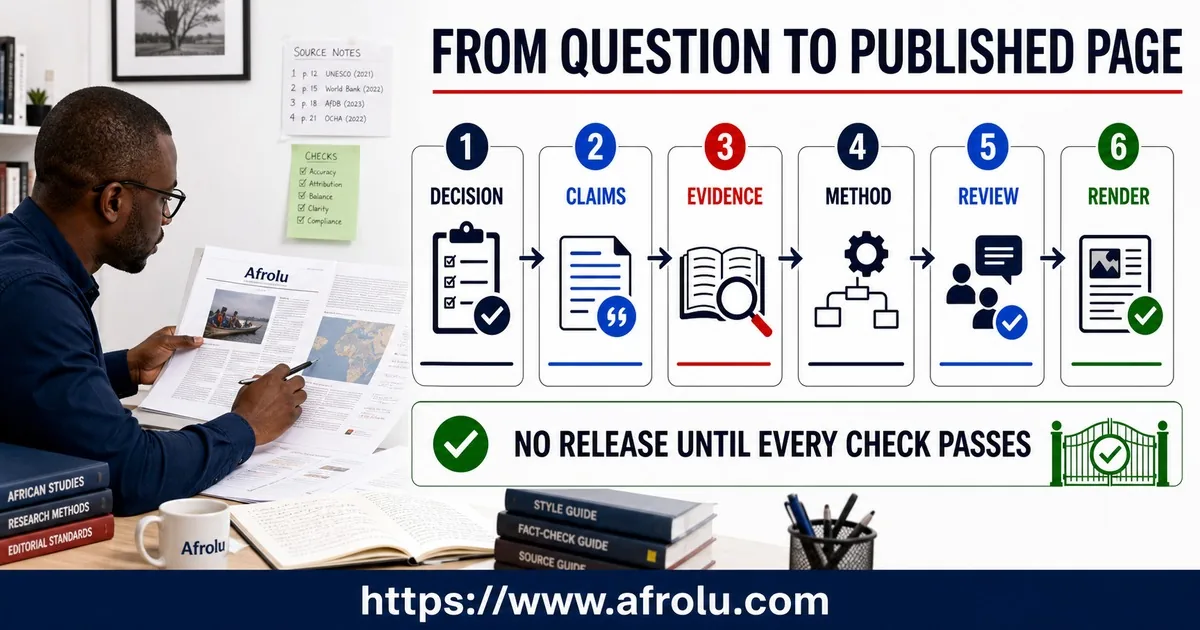 Six-step Afrolu publication method from decision to rendered page