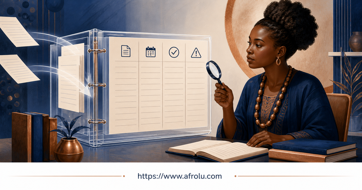 Research register listing dated Kenyan official advisories with inclusion and exclusion fields