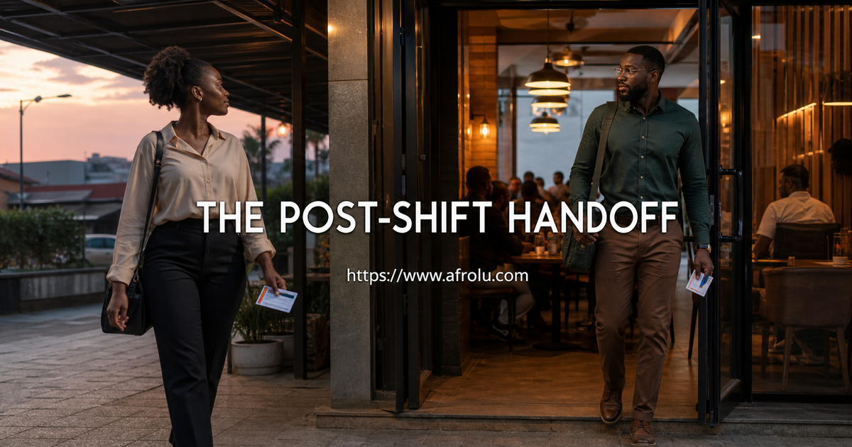 Two adults confirm a short staffed public meeting and separate returns after a Mavoko workday