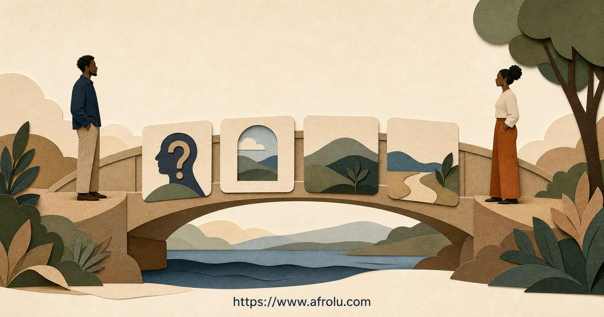 Two adults place a not-yet answer beside a bounded question evidence window review date and respectful exit