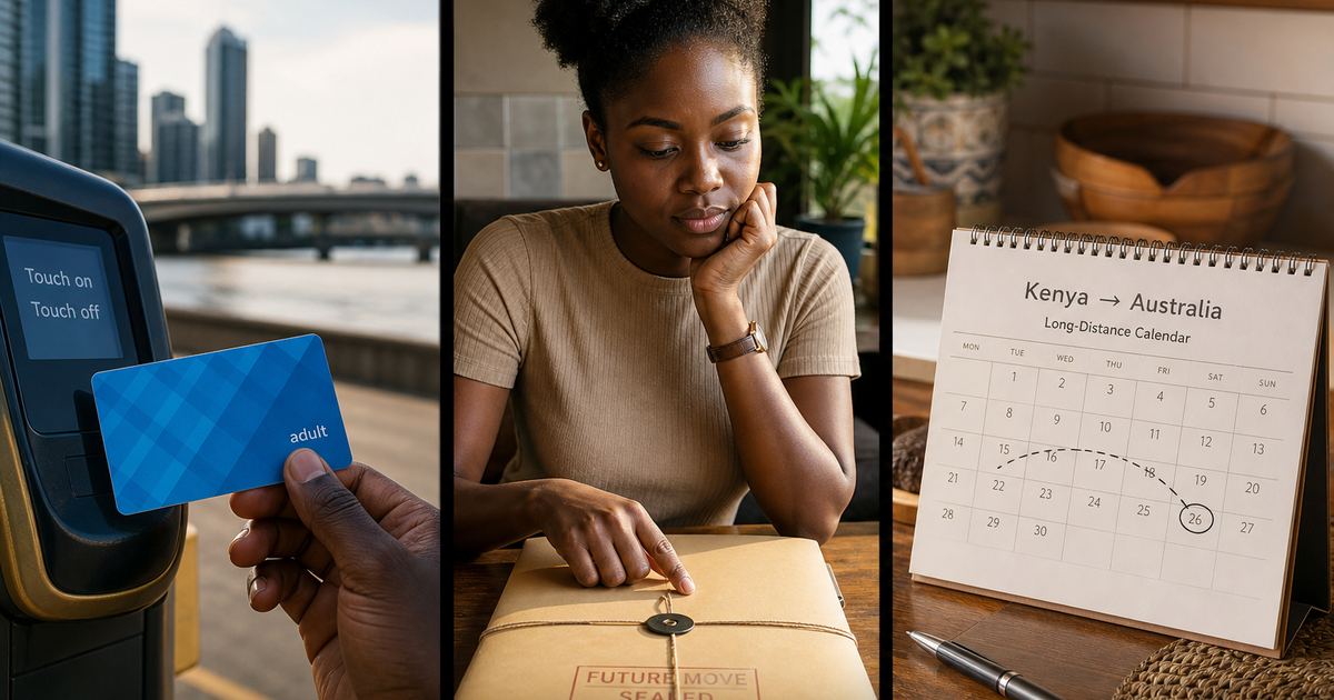 Kenyan adults separate Brisbane resident future mover and Kenya-based long-distance plans into three evidence receipts