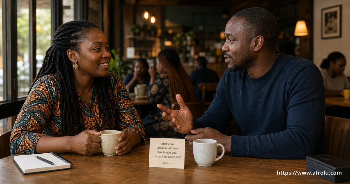 Warm first-date conversation opening from a shared scene rather than an interview list