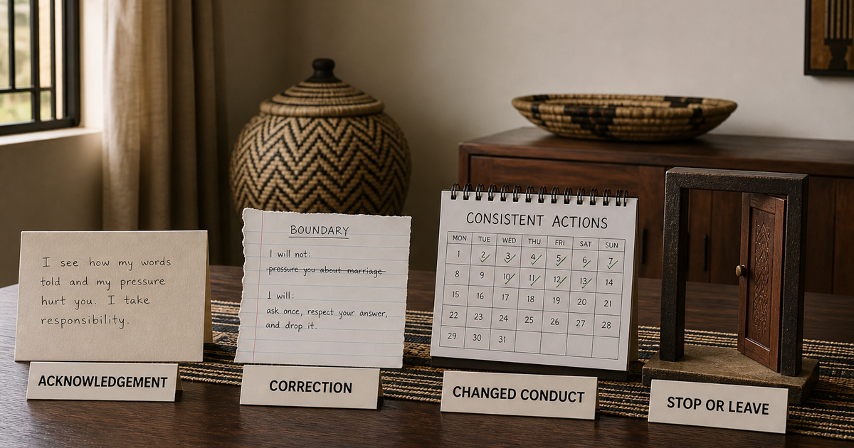 Marriage pressure repair test with acknowledgement correction changed conduct and exit