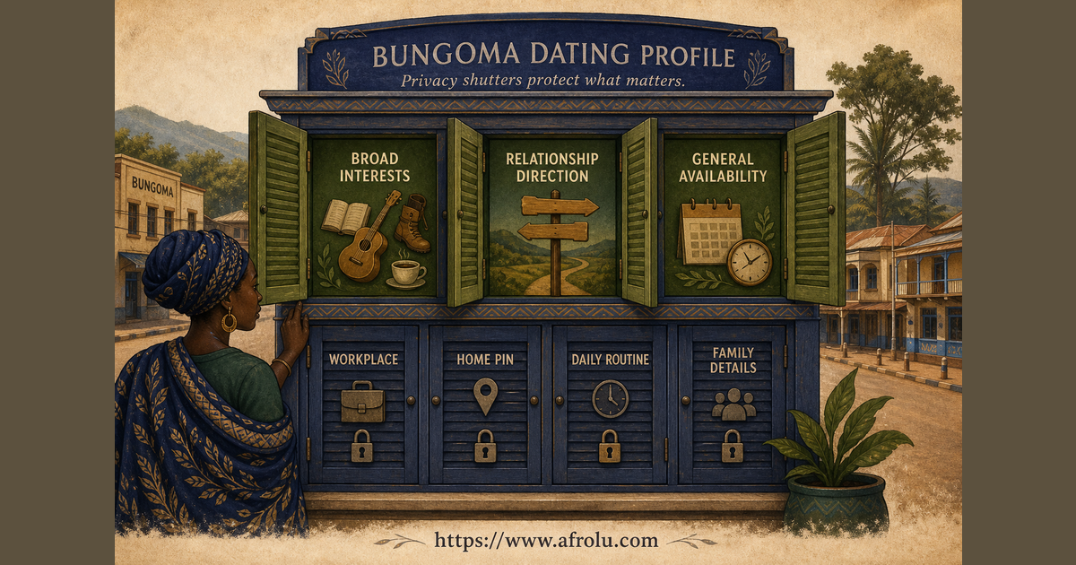 Privacy shutters protecting workplace, home and routine clues while allowing a broad Bungoma dating profile