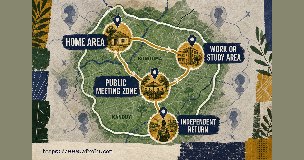 Bungoma dating-app radius map connecting only places that fit an adult's ordinary week and independent return