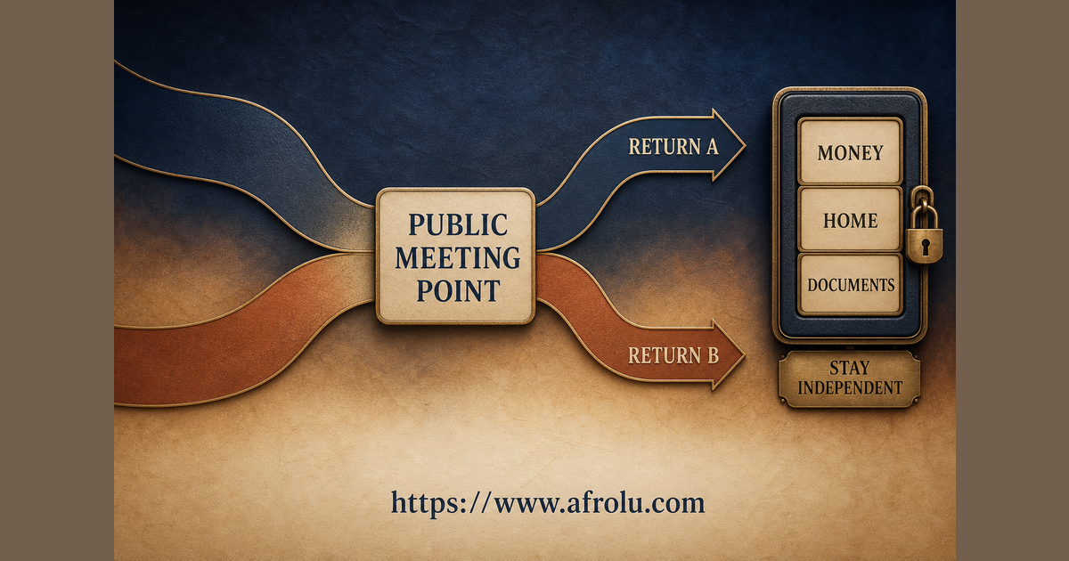 Returnee first-meeting map with a neutral public point and two independent returns
