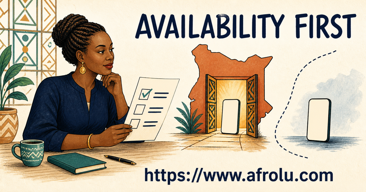 Adult Kenyan reader uses an availability checklist before comparing two unbranded dating products