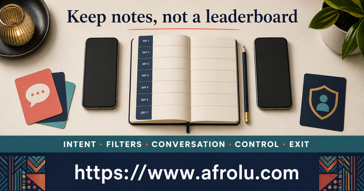 Seven-day Nairobi app field notebook records intent, filter, conversation, control and exit observations without match counts or rankings