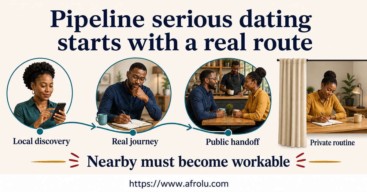 Two adults in Pipeline Nairobi compare app discovery, a real route, a public handoff and routine privacy before dating seriously