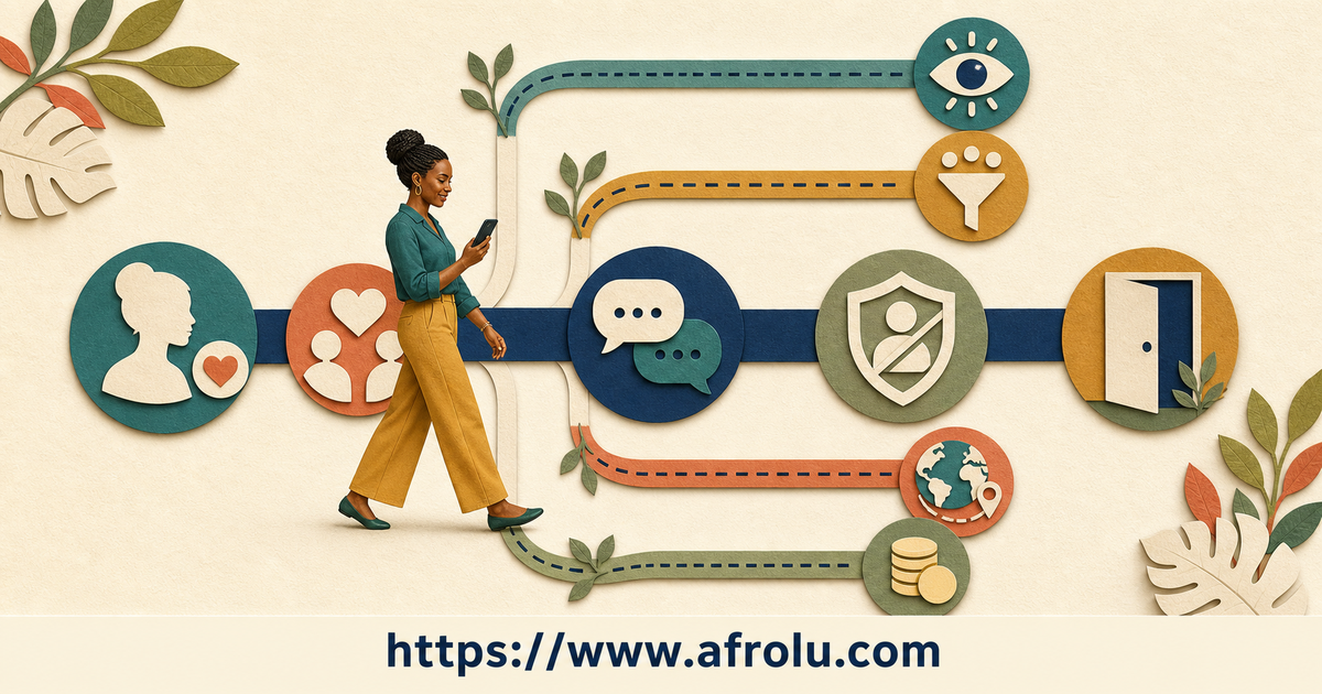 Adult Kenyan dater follows the main unpaid profile-to-conversation route while visibility, filters, travel and credits branch into separate paid lanes