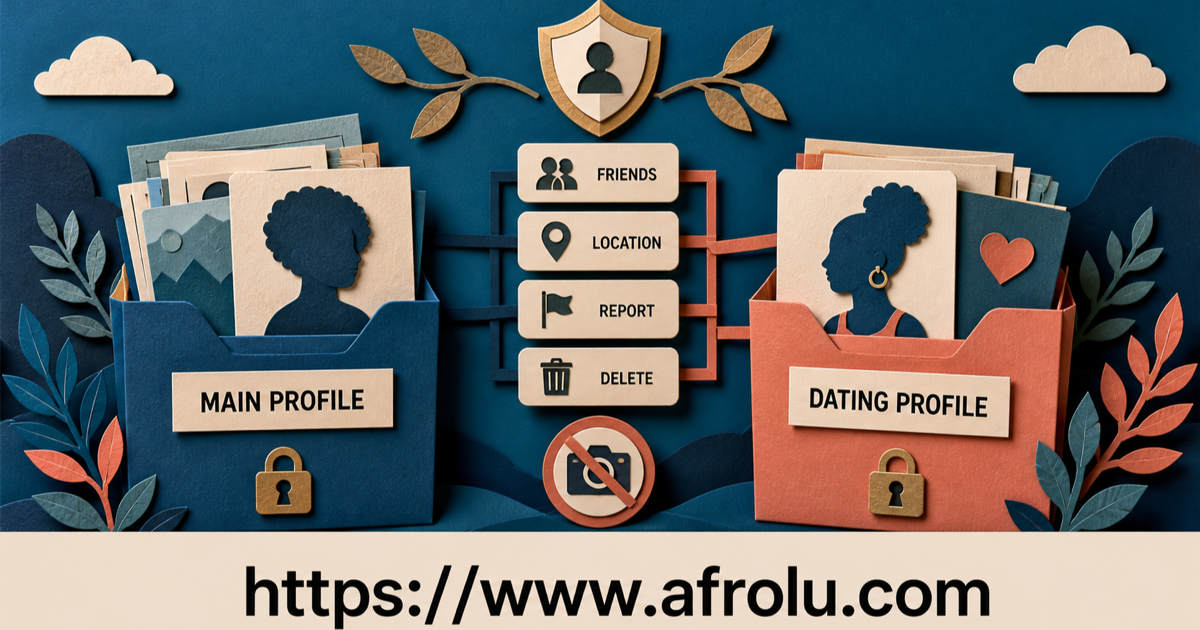 Papercraft main profile and Dating profile folders remain separate while friends, location, report and delete controls are inspected