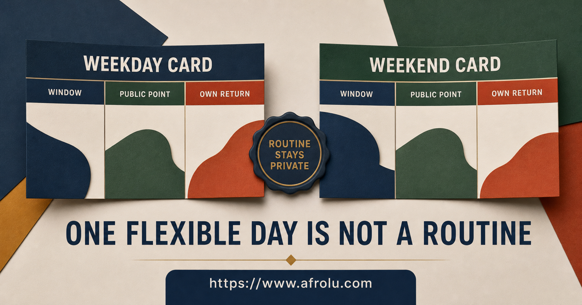 Meru weekday and weekend cards keep their public windows meeting points and independent returns separate while routines stay private