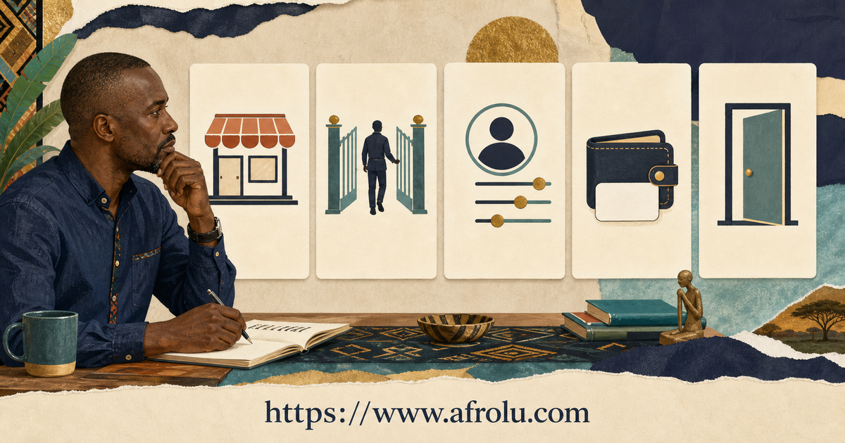A Catholic adult in Kenya checks storefront, adult eligibility, profile controls, closed wallet and exit as separate stages