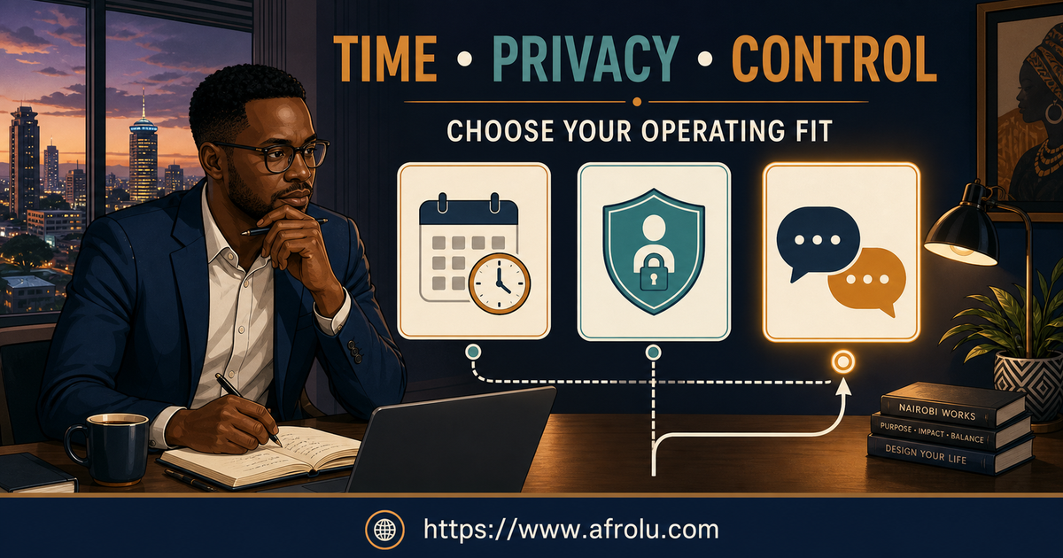 A Nairobi professional chooses a dating workflow using time privacy and conversation control cards