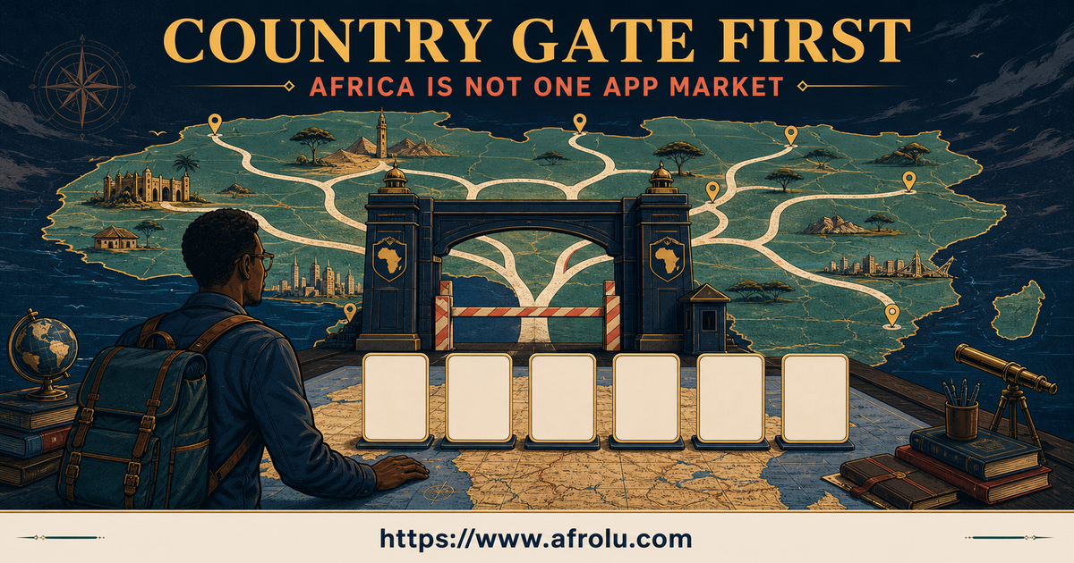 An African traveller pauses at a country gate before testing neutral international dating app routes