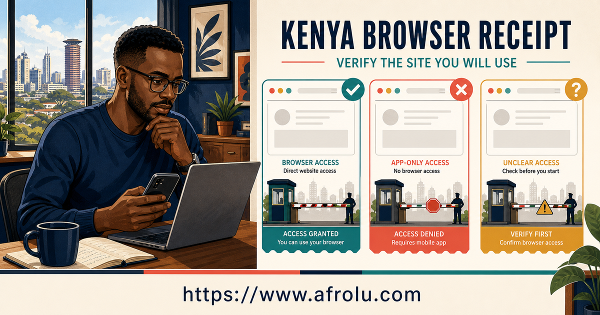 A Kenyan reader compares confirmed browser access app-only access and an unclear site route