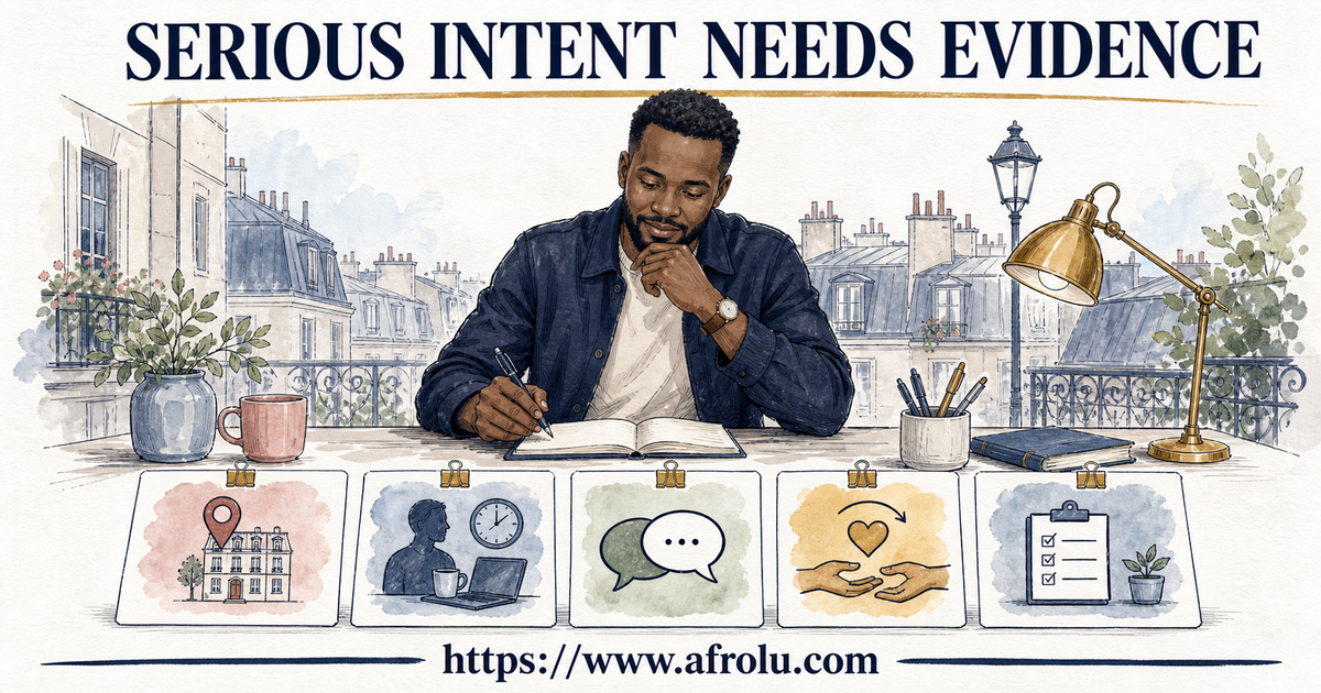 A Kenyan adult in Paris turns a serious dating label into five cards for truthful residence, capacity, language, reciprocity and an independent plan