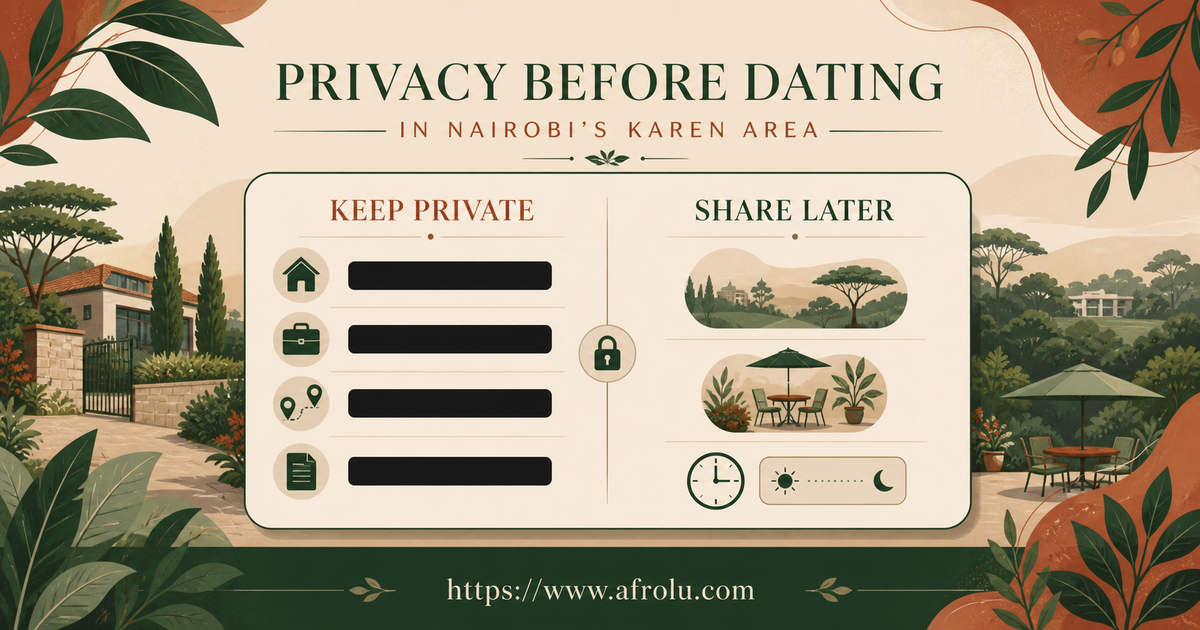 Garden-green and terracotta card shows Karen as a broad civic label while a private home address remains redacted