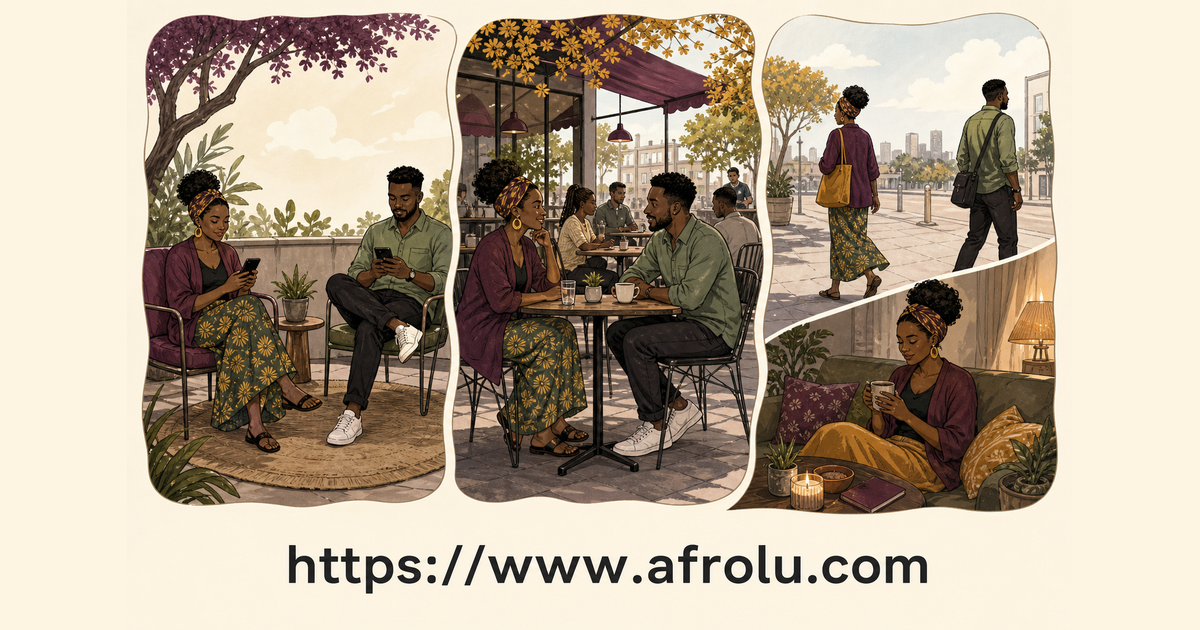Three-scene Kenya storyboard shows a bounded chat invitation, a short occupied public meeting and separate adult recovery time