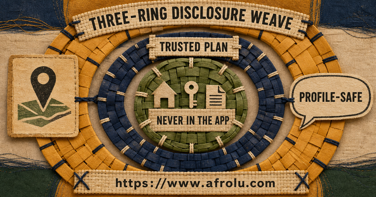A woven Bungoma privacy tool separates profile-safe facts, a trusted-person plan and never-app information