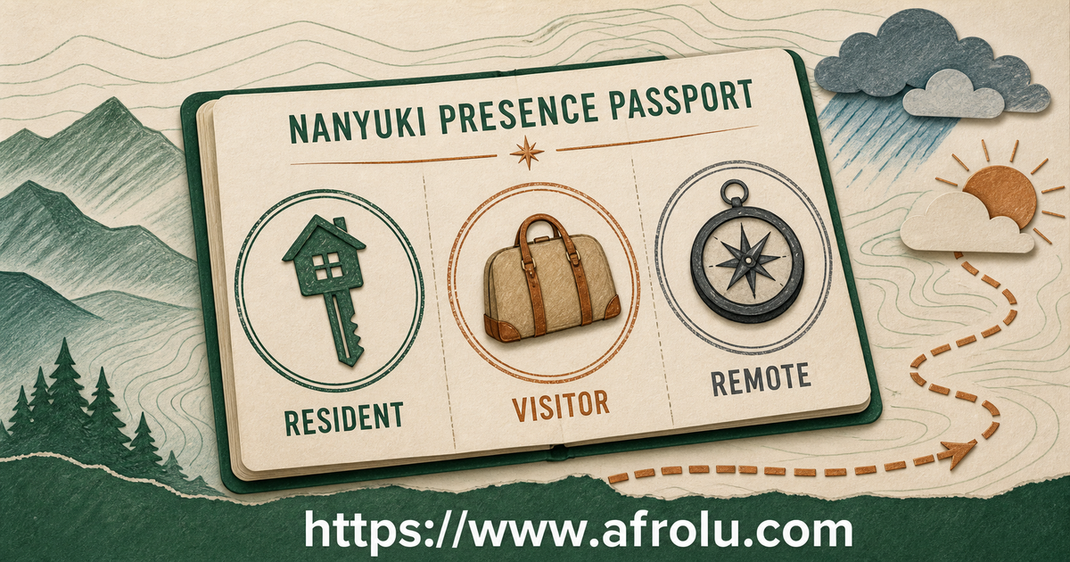 An open Nanyuki field passport with separate resident, visitor and remote-browser stamps