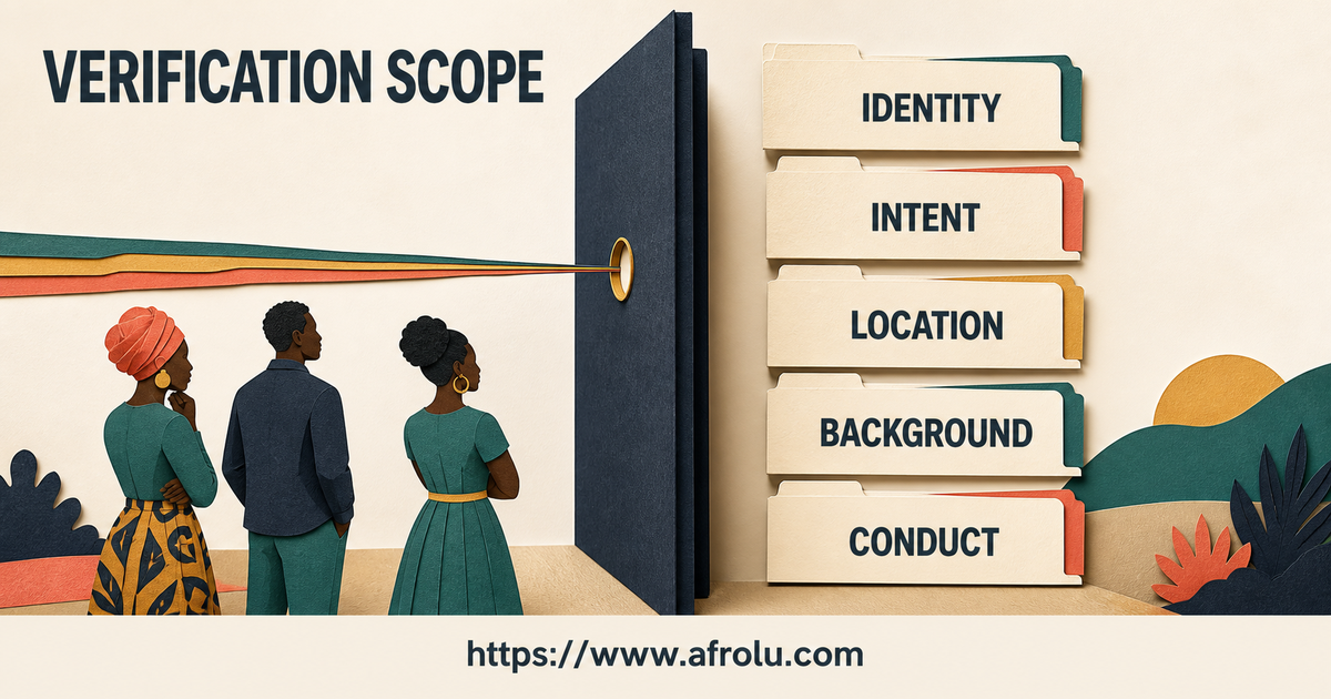 A verification signal stops at a boundary before unsupported identity, intention, location, background and conduct claims.