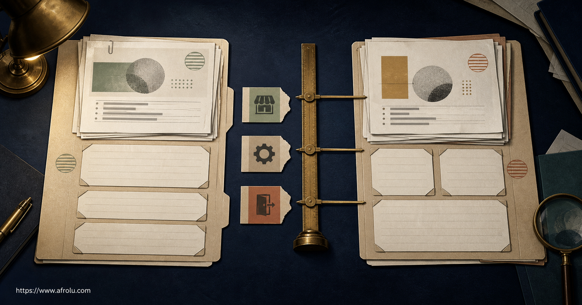 Two unequal evidence files show supported facts unknowns and prohibited conclusions for AfroIntroductions and Badoo without scoring the products