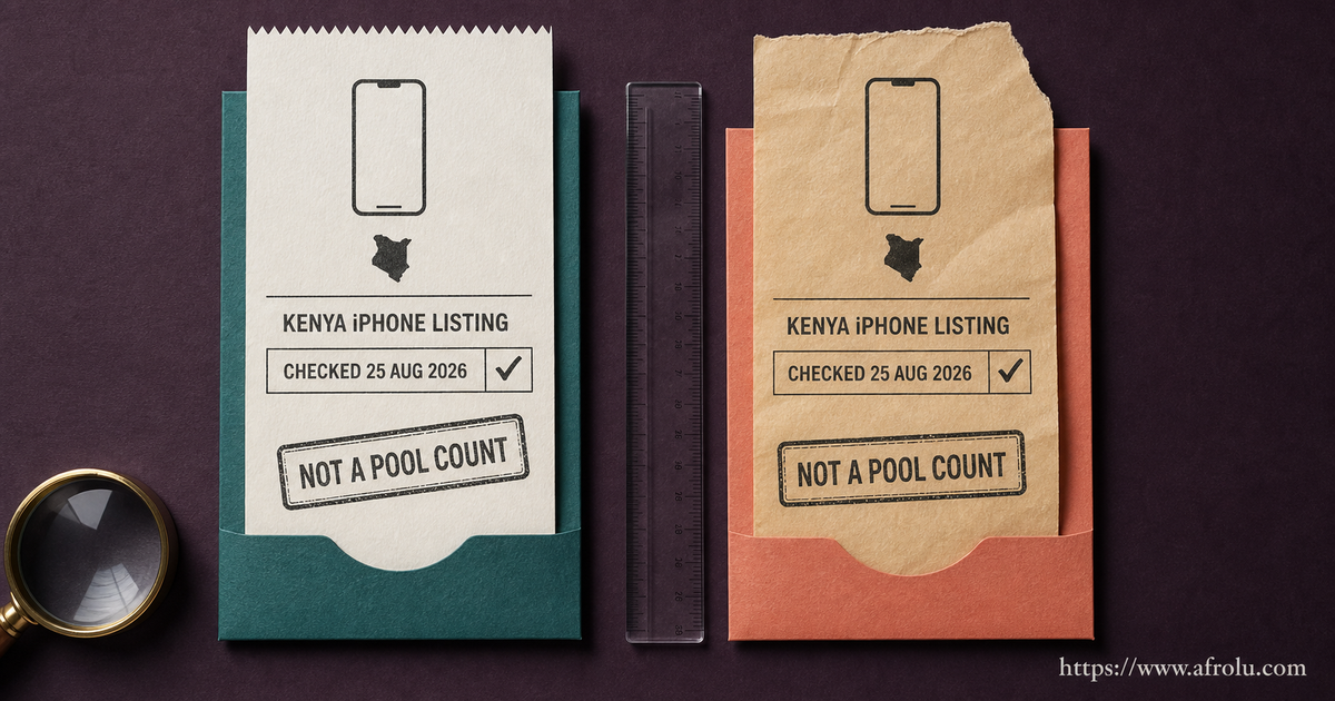 Two dated Kenya iPhone storefront receipts sit side by side, each stamped not a pool count