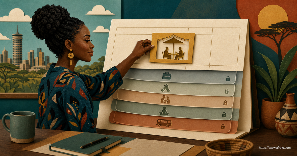 A Kenyan adult builds a bounded weekend date window around private work, faith, family and return commitments without exposing the underlying schedule