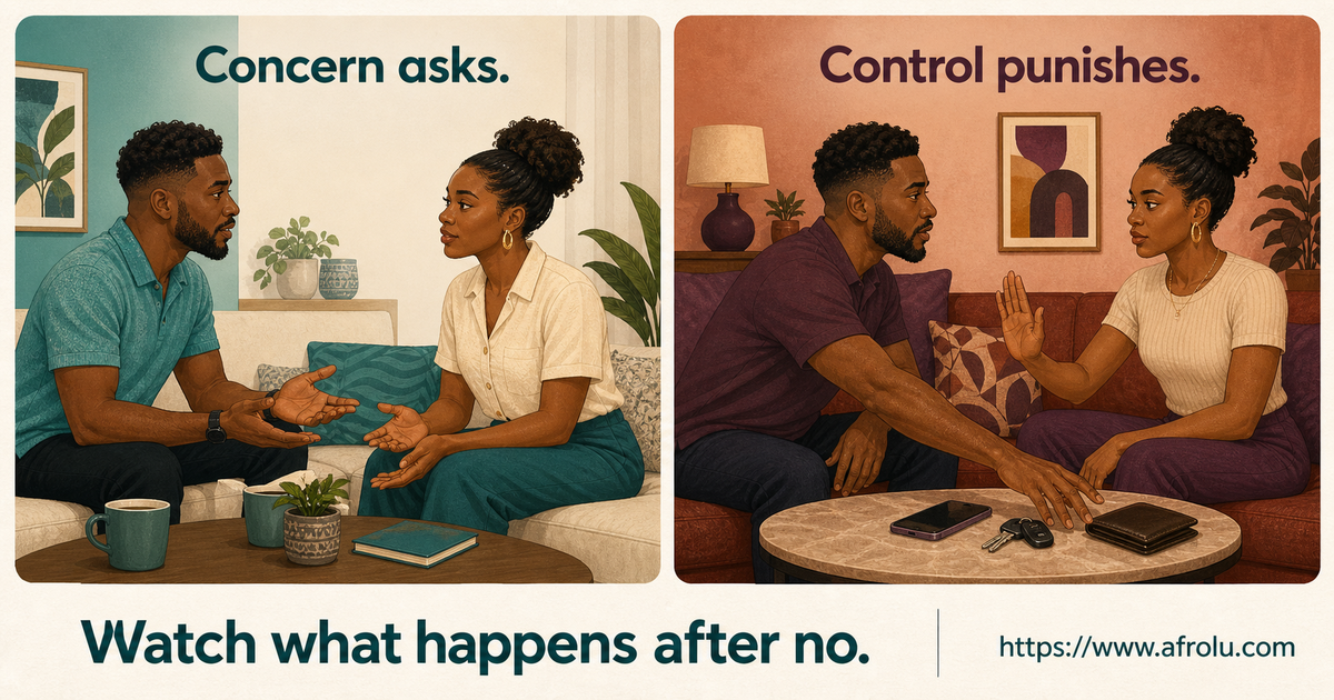 Split scene contrasts a concern that asks with control that punishes after an adult says no
