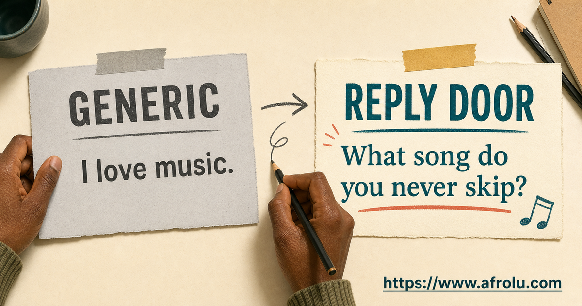 Adult hands change I love music into What song do you never skip on two large paper bio cards