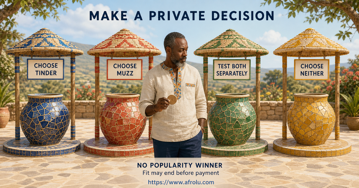 Four equal stations let an eligible adult choose Tinder choose Muzz test both separately or choose neither